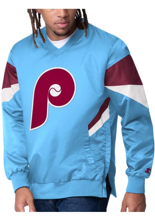 Starter Philadelphia Phillies Mens Light Blue Striker I Pullover Jackets