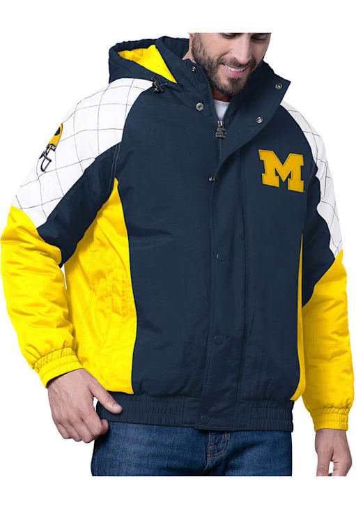 Mens Michigan Wolverines Starter Mens All Time Pro Full Heavyweight Jacket - Blue