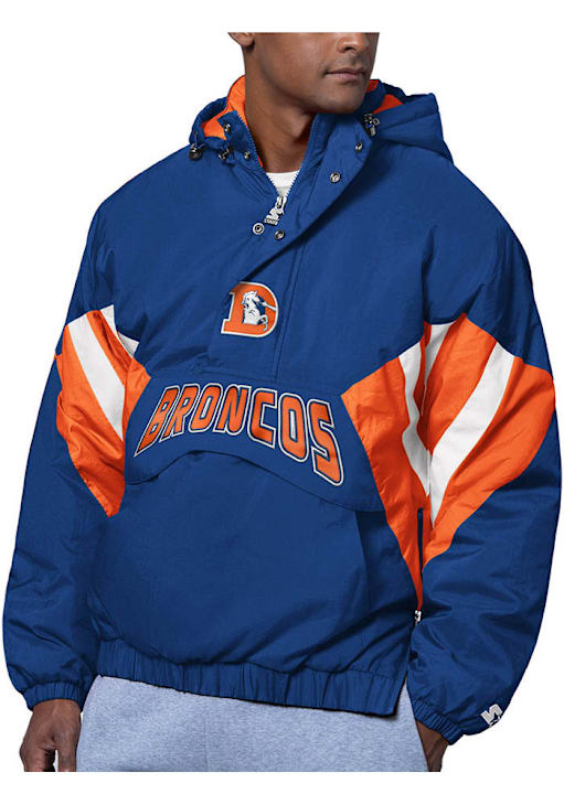 Starter Denver Broncos Mens Blue Retro The Line Up Pullover Jackets