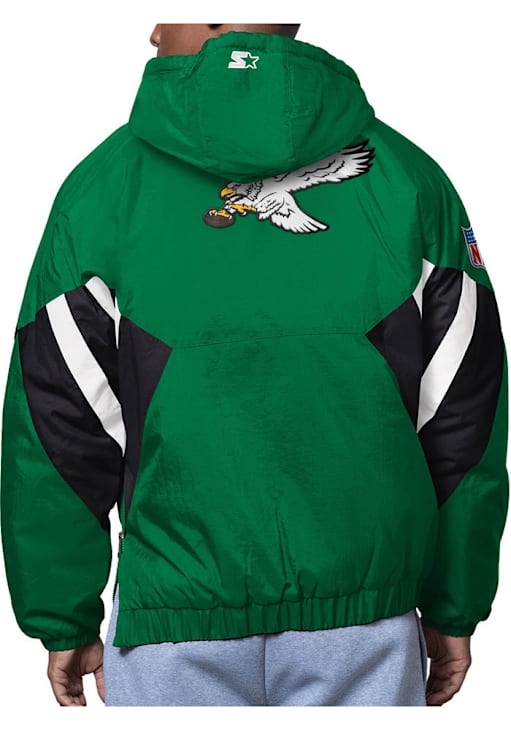 Starter Philadelphia Eagles Mens Kelly Green Retro The Line Up Pullover Jackets