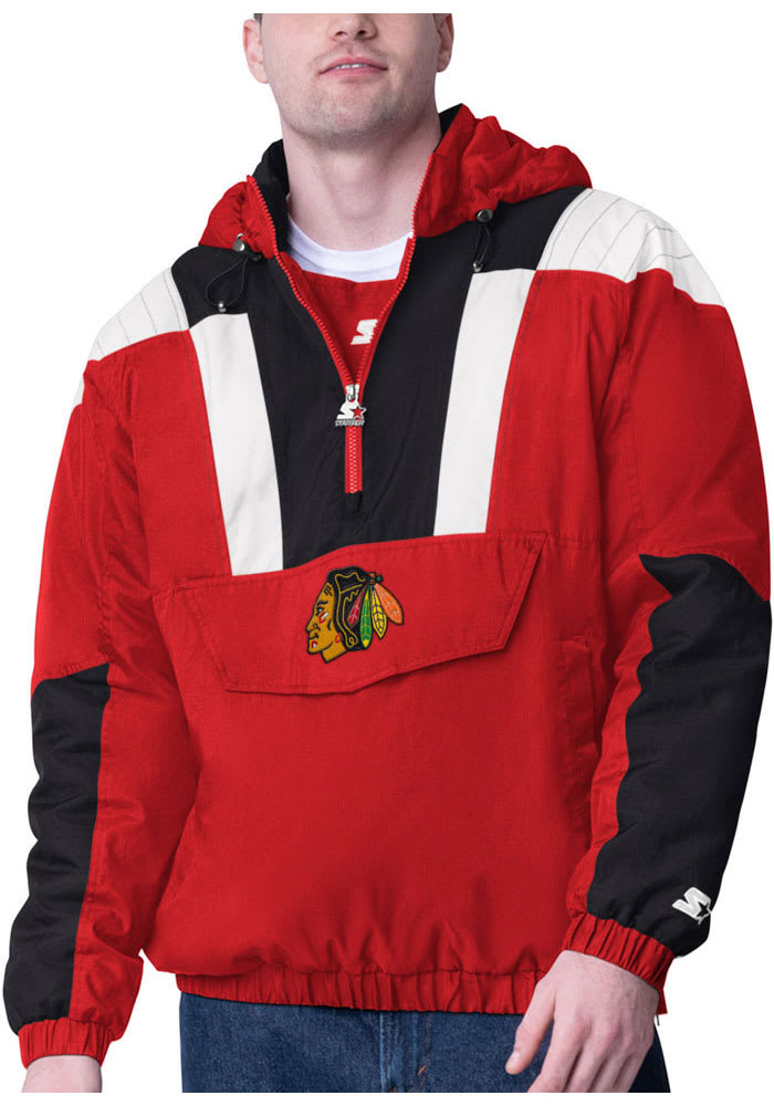 Starter Chicago Blackhawks Mens Charger BLACK Pullover Jackets