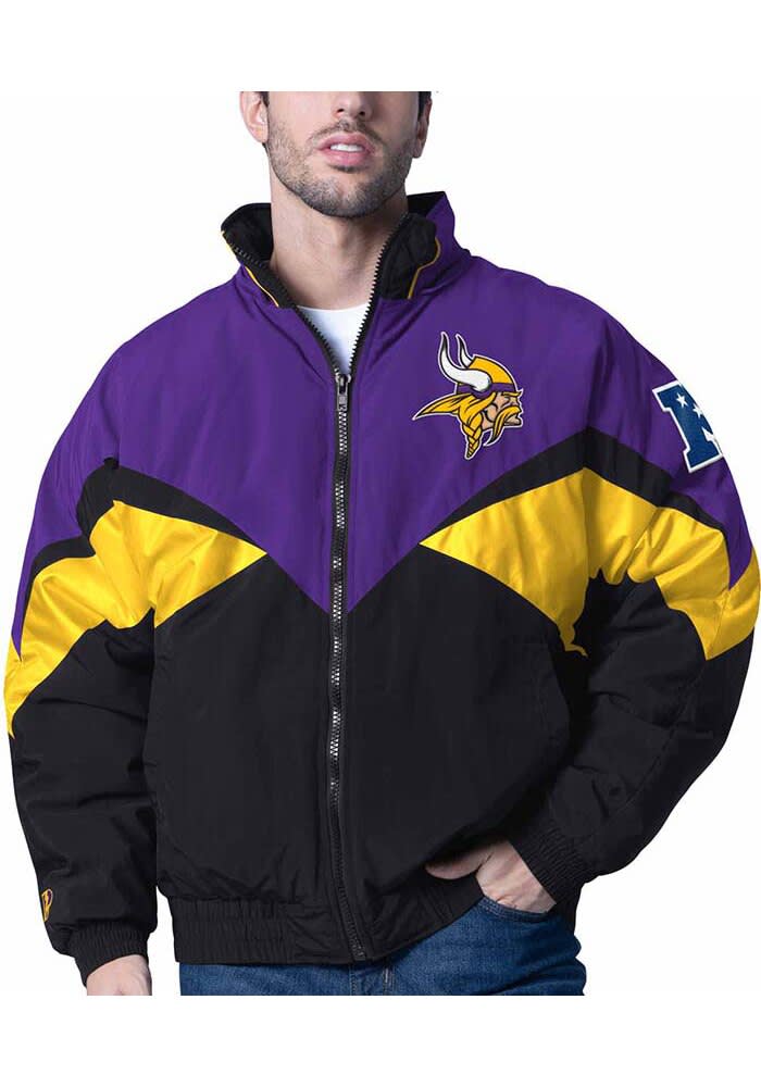 NFL Minnesota Vikings スタジャン M 黒/紫 Pro Player Minnesota Vikings Mens PURPLE Jet Heavyweight Jacket