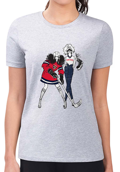 4Her Florida Panthers Womens GREY HEATHER Hockey Girls Design T