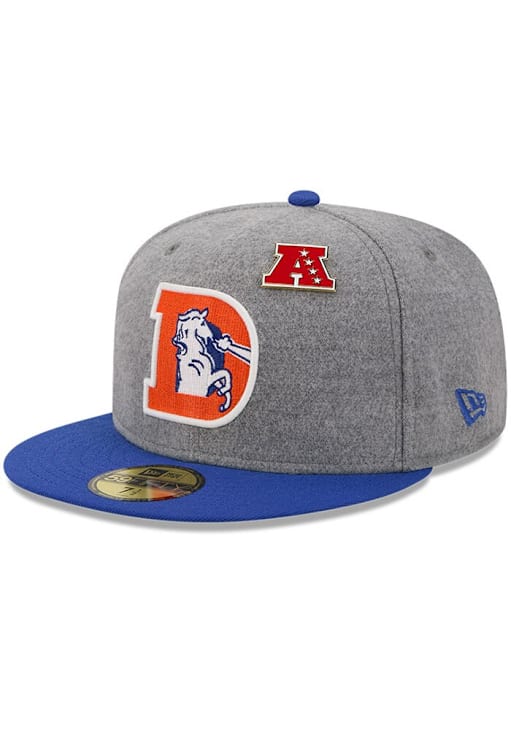 New Era Denver Broncos Mens Grey 2T PIN 59FIFTY Fitted Hat