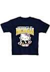 Main image for Girls Navy Blue Michigan Wolverines Hello Kitty Team Wordmark Short Sleeve T-Shirt