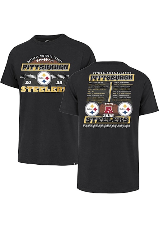 47 Pittsburgh Steelers BLACK 2025 Schedule Short Sleeve Fashion T