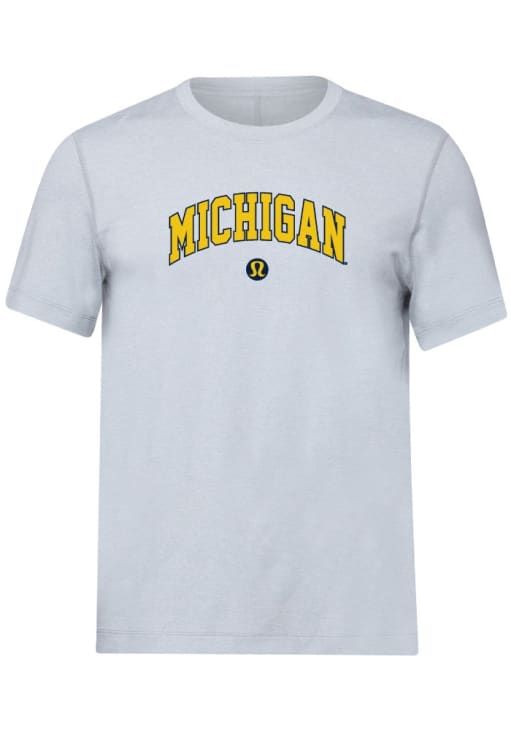 Lululemon Michigan Wolverines Silver Soft Jersey Short Sleeve Short Sleeve T Shirt