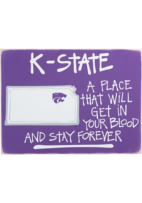 Purple K-State Wildcats 12x16 Map Sign