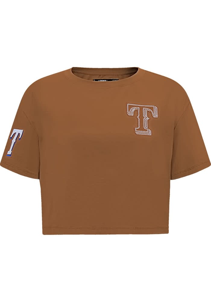 Pro Standard Texas Rangers Womens BROWN Paint T-Shirt - 98510462