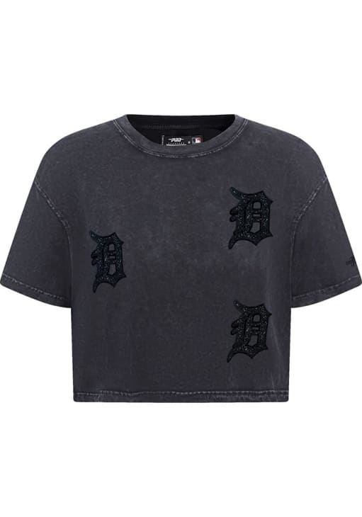 Pro Standard Detroit Tigers Womens Black Washed Crystalline Short Sleeve T-Shirt