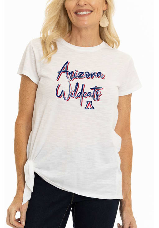 Arizona Wildcats White Womens Side Tie Short Sleeve T-Shirt
