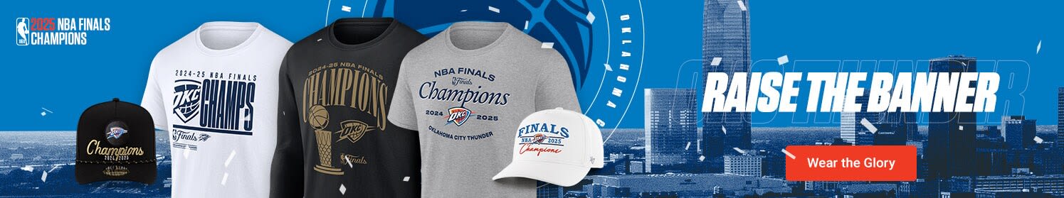2025 NBA Finals Champions | Oklahoma City Thunder Raise The Banner | Shop The Moment