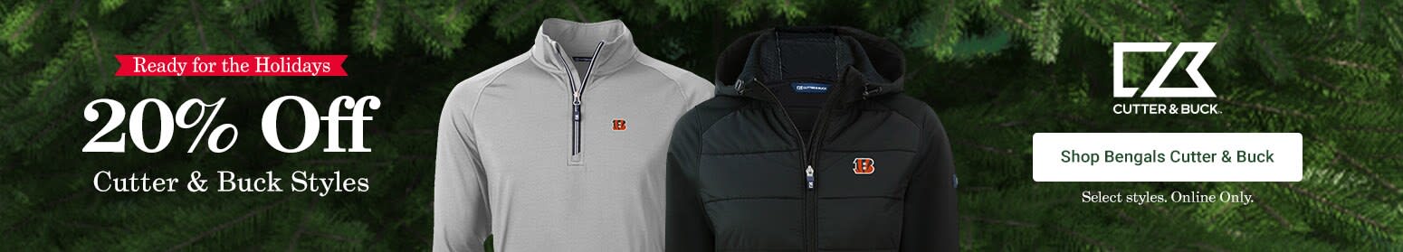Ready For The Holidays | Cutter and Buck 20% Off | Online Only Select Styles | Shop Bengals Cutter and Buck