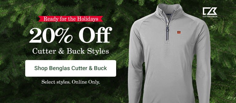 Ready For The Holidays | Cutter and Buck 20% Off | Online Only Select Styles | Shop Bengals Cutter and Buck