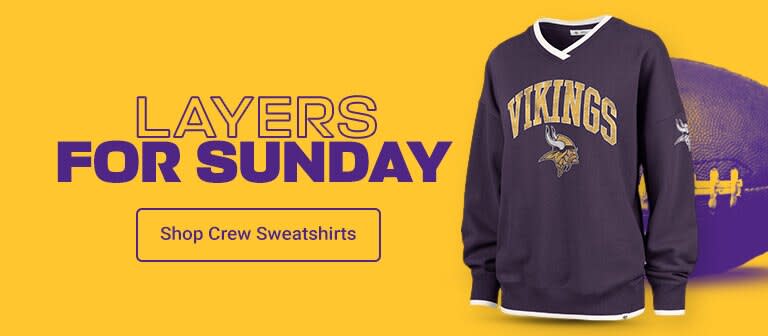 Layer Up For Sunday | Shop Vikings Crewneck Sweatshirts