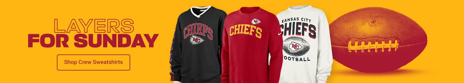 Layer Up For Sunday | Shop Chiefs Crewneck Sweatshirts