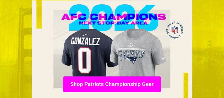 AFC Champions Next stop: Bay Area | Shop Patriots Championship Gear