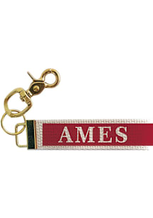 Ames Stripe Woven Keychain - Red