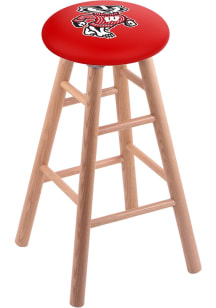 Brown Wisconsin Badgers Mascot Round Cushion Oak Pub Stool