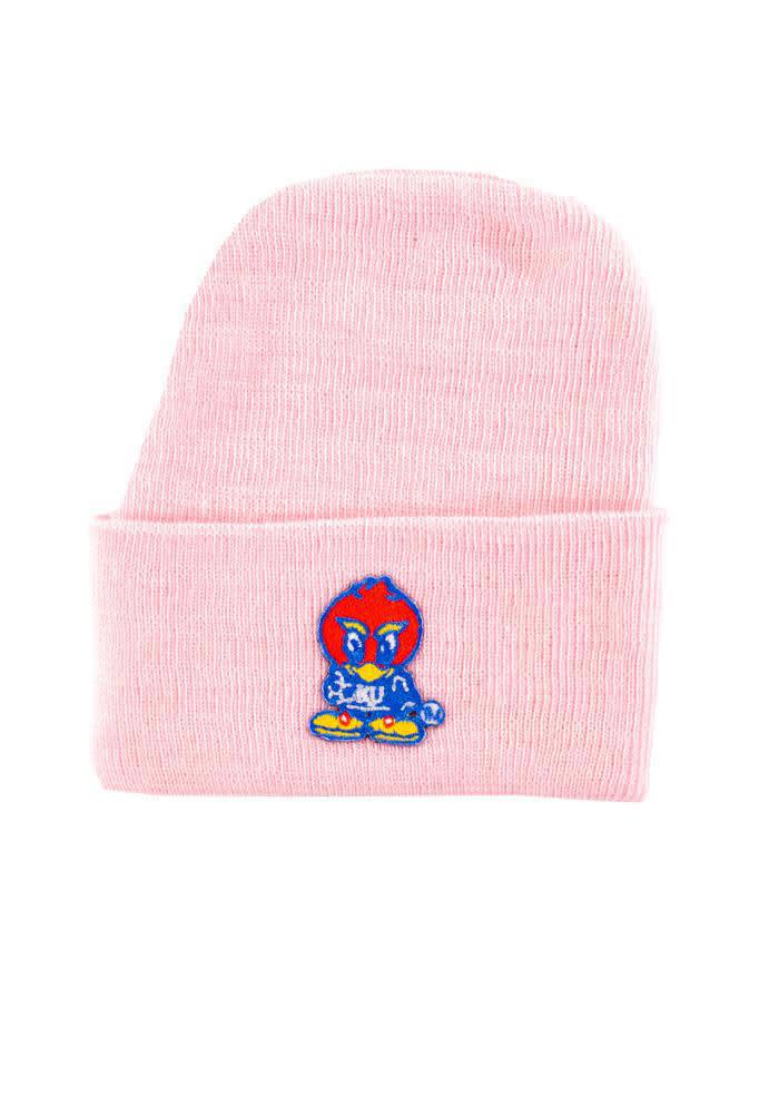 Kansas Jayhawks Pink Cuffed Newborn Knit Hat