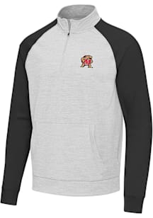 Antigua Maryland Terrapins Mens Black Urgent Colorblock Long Sleeve Qtr Zip Pullover