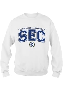 RALLY Mens White SEC Team Logo Long Sleeve Crew Sweatshirt