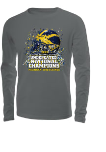 Michigan Wolverines Charcoal 2023 National Champions Confetti Long Sleeve T Shirt