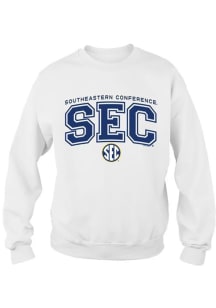 SEC Mens White Illustrations Long Sleeve Crew Sweatshirt