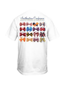 SEC Womens White Ribbons and Bows Short Sleeve T-Shirt