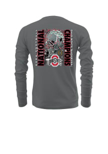 Mens Charcoal Ohio State Buckeyes 2024 Football National Champions Confetti Tee