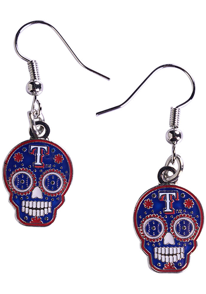 Texas Rangers Sugar Skull Dangle Womens Earrings