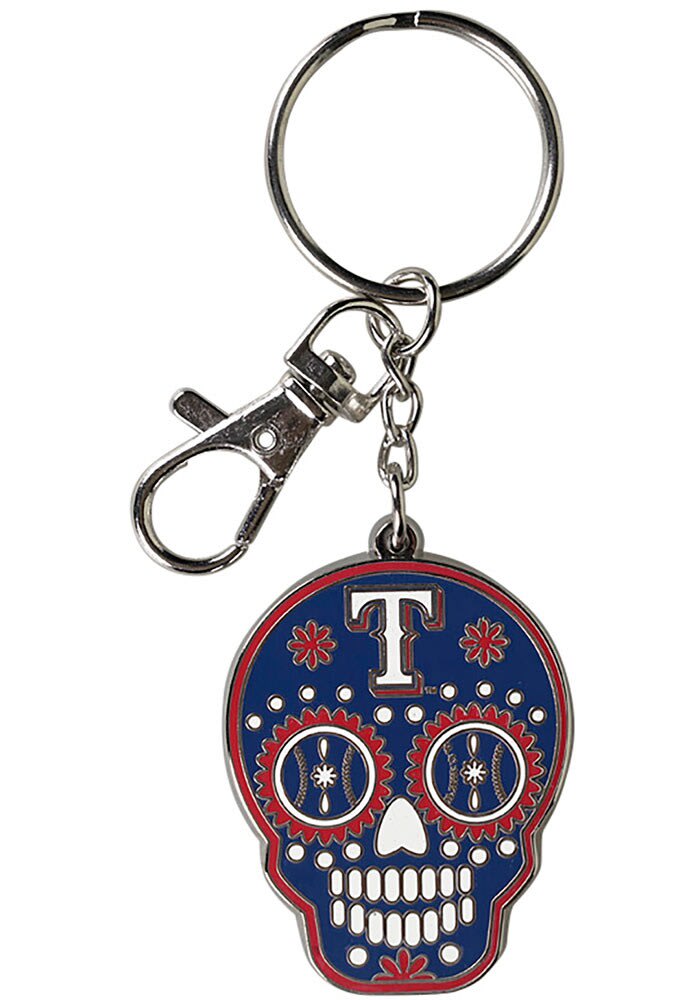 Texas Rangers Sugar Skull Keychain