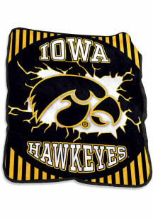 Black Iowa Hawkeyes Lightning Raschel Throw Blanket