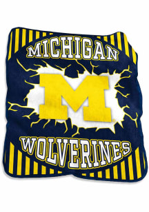 Yellow Michigan Wolverines Lightning Raschel Blanket