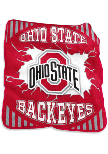 Red Ohio State Buckeyes Lightning Raschel Blanket