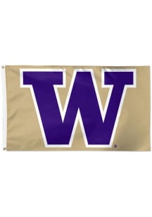 Gold Washington Huskies Deluxe Design Silk Screen Grommet Flag