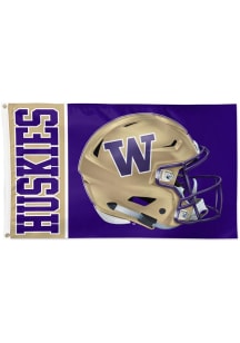 Purple Washington Huskies Helmet Deluxe Silk Screen Grommet Flag