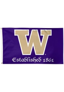 Purple Washington Huskies Established Deluxe Silk Screen Grommet Flag