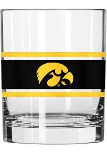 Black Iowa Hawkeyes 14oz Stripe Rock Glass