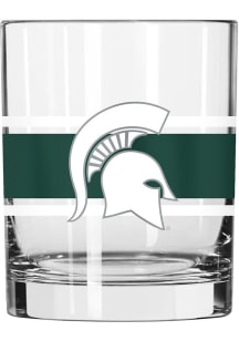 Green Michigan State Spartans 14oz Stripe Rock Glass