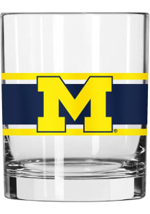 Yellow Michigan Wolverines 14oz Stripe Rock Glass