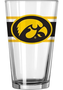 Black Iowa Hawkeyes 16oz Stripe Pint Glass