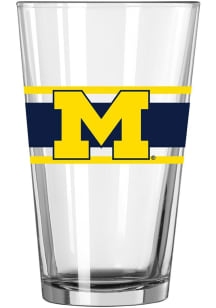 Yellow Michigan Wolverines 16oz Stripe Pint Glass