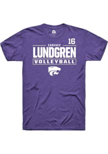 Cadence Lundgren Rally Mens Purple K-State Wildcats NIL Stacked Box Player T Shirt