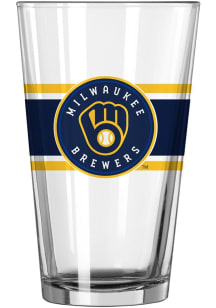 Milwaukee Brewers 16oz Stripe Pint Glass - Navy Blue
