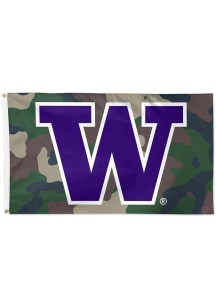 Purple Washington Huskies Camo Deluxe Silk Screen Grommet Flag