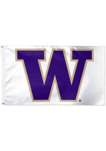 White Washington Huskies Deluxe Silk Screen Grommet Flag