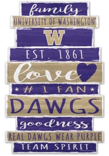 Purple Washington Huskies Planks 11x17 Sign