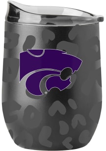 Black K-State Wildcats 16oz Leopard Powder Coat Stainless Steel Stemless