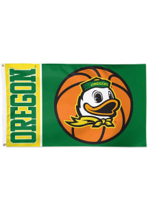 Green Oregon Ducks Basketball Deluxe Silk Screen Grommet Flag